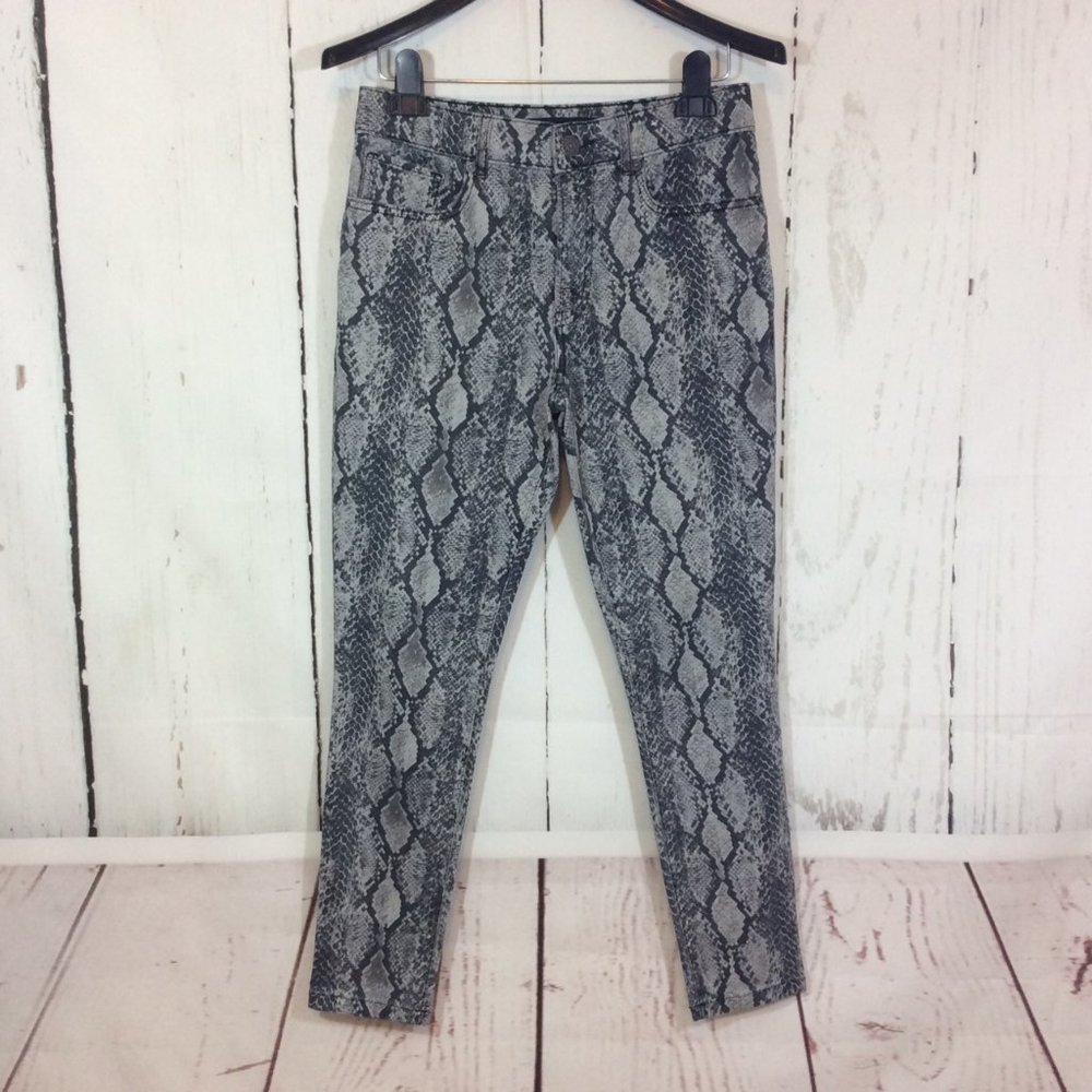 2/$30 Express Ankle Legging Stretch High Rise Jeans Gray Snakeskin Size 4